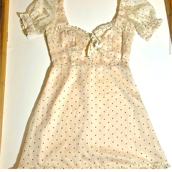 Dress Forum Cream Sheer Heart Mini Dress 100% Polyester Sz S - Picture 1 of 3